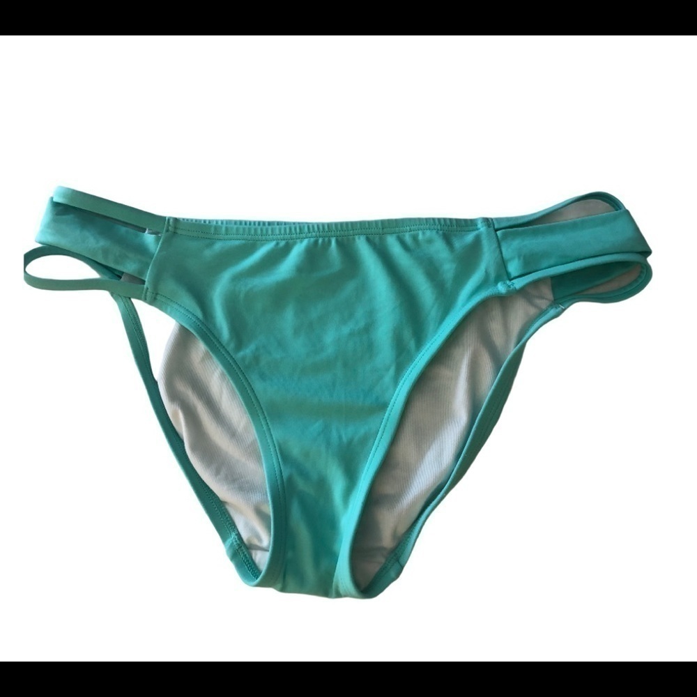Pink Victoria’s Secret Mint Green Bikini Bottom Strappy Hip Size M Sexy Beach